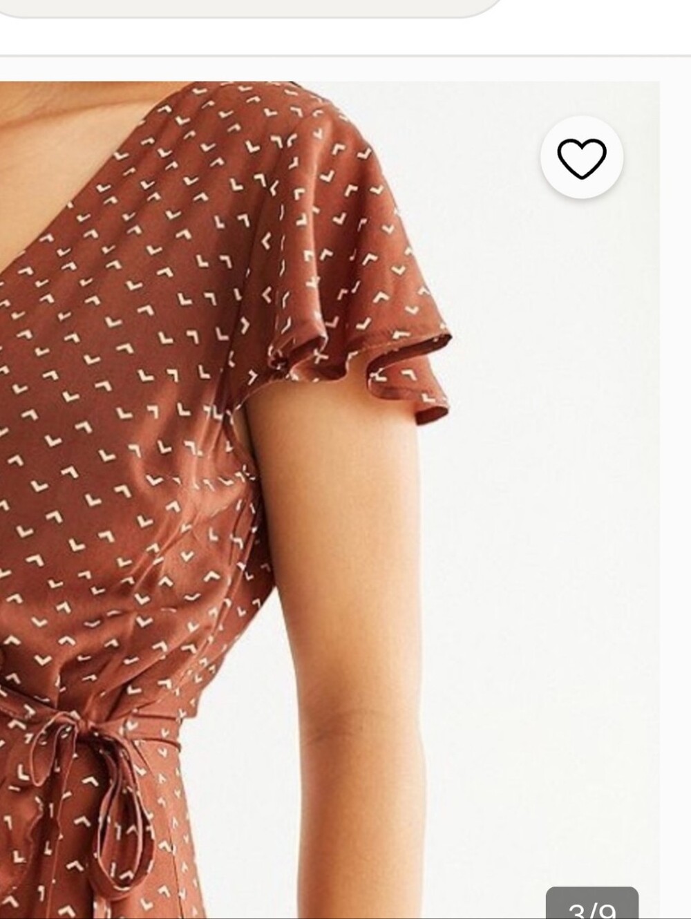 Urban Outfitters Kimchiowmen's Rust Brown Midi Wrap Dress with WhiteVshape Print - Picture 3 of 14